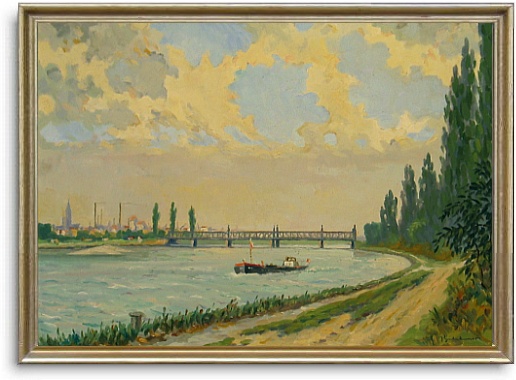 Ausschnitt aus "Blick auf die alte Kehler Rheinbrücke"